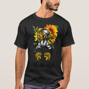 Mamaw Life Messy Hair Bun Sunflower Women Mother's T-Shirt