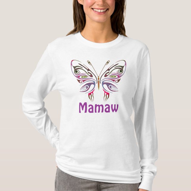 Mamaw Personalized Butterfly T-Shirt (Front)