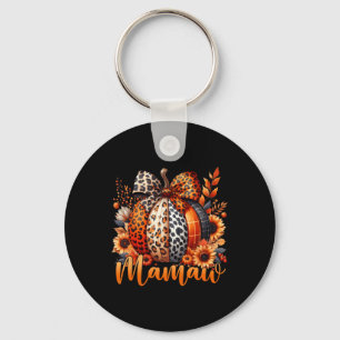 Mamaw Thanksgiving Leopard Pumpkin Sunflower Coque Keychain