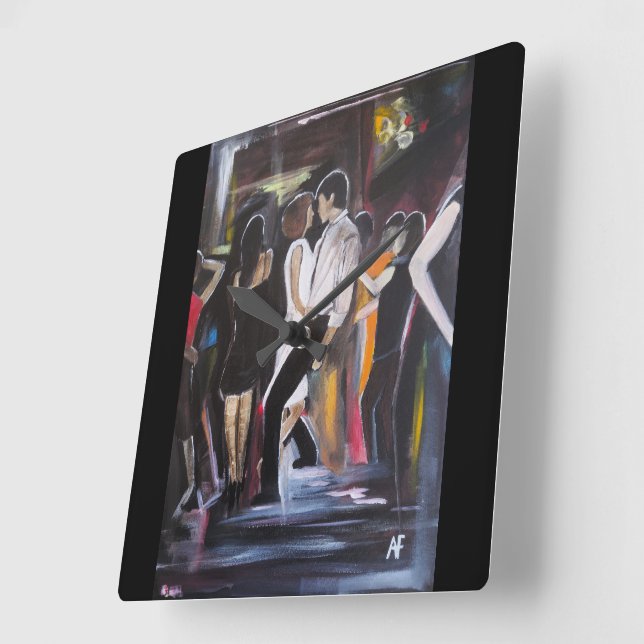Mambo Night Painting by Alfred Fox Square Wall Clock (Angle)