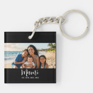 Mami Established Personalizado Foto Script Moderna Keychain