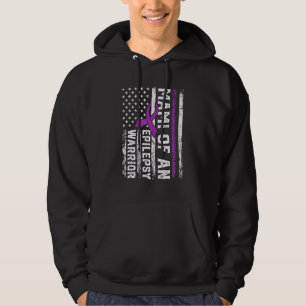 Mami of a Warrior Epilepsy Purple Ribbon Support U Hoodie