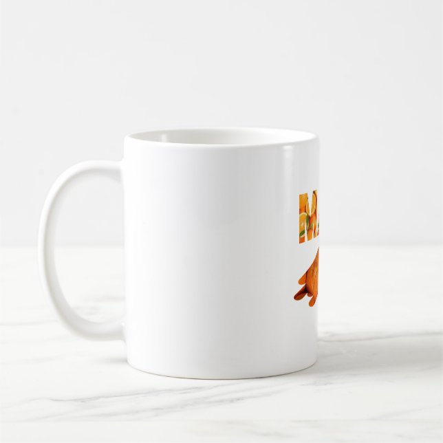 MAMI Orange Typography Art Coffee Mug (Left)
