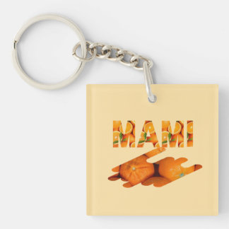 MAMI Orange Typography Art Keychain