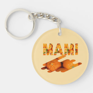 MAMI Orange Typography Art Keychain