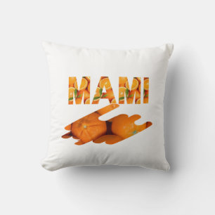 MAMI Orange Typography Art Throw Pillow