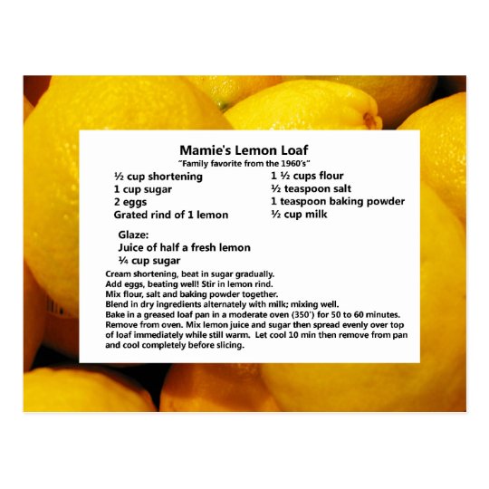 Mamie's Lemon Loaf Postcard