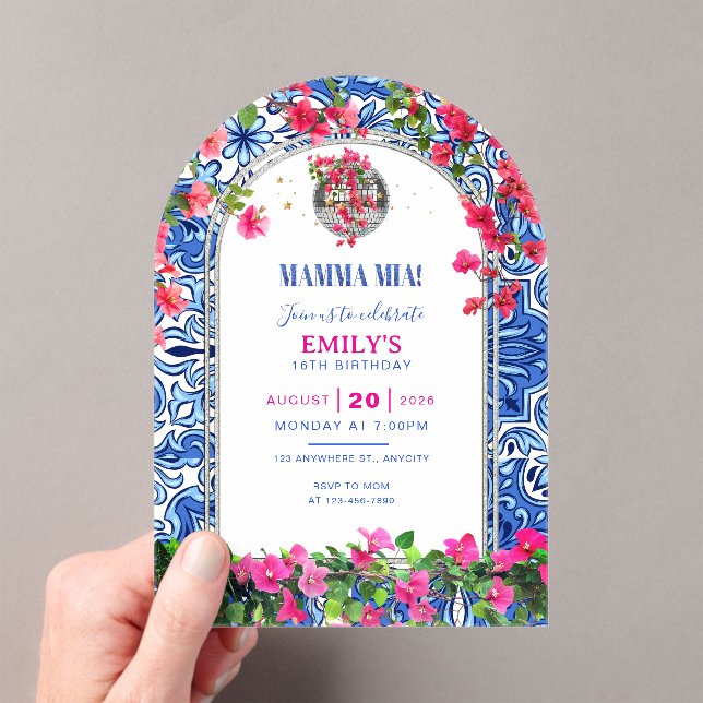 Mamma Mia Themed Birthday Invitation Template (Insitu (Handheld))