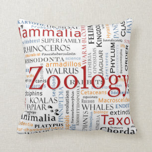 Mammals in Typography Throw Pillow
