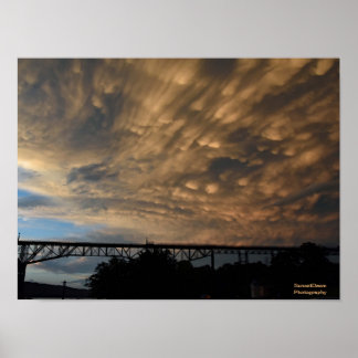 Mammatus Clouds over Bridge Poster