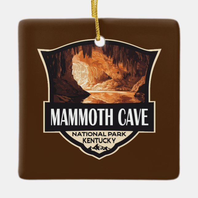 Mammoth Cave National Park Illustration Retro Art Ceramic Ornament (Front)
