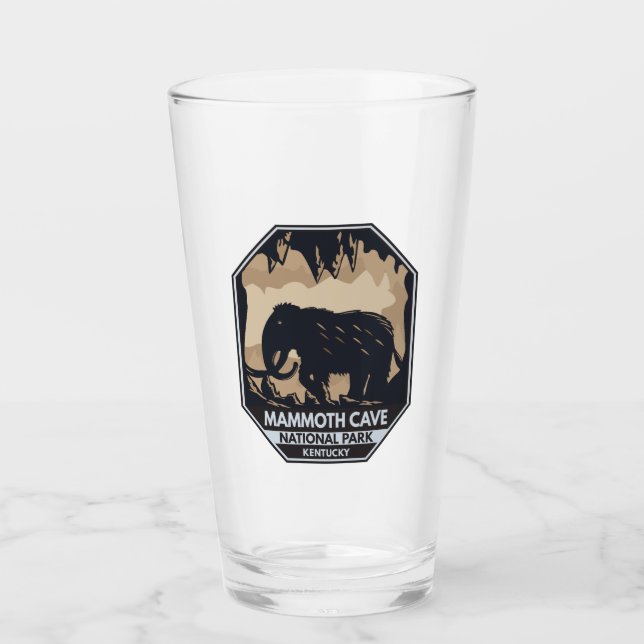 Mammoth Cave National Park Woolly Mammoth Emblem Glass (Front)