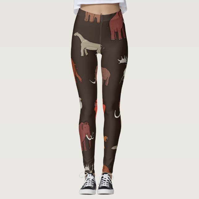 Mammoth Era: Prehistoric Themed Pattern. Leggings (Front)
