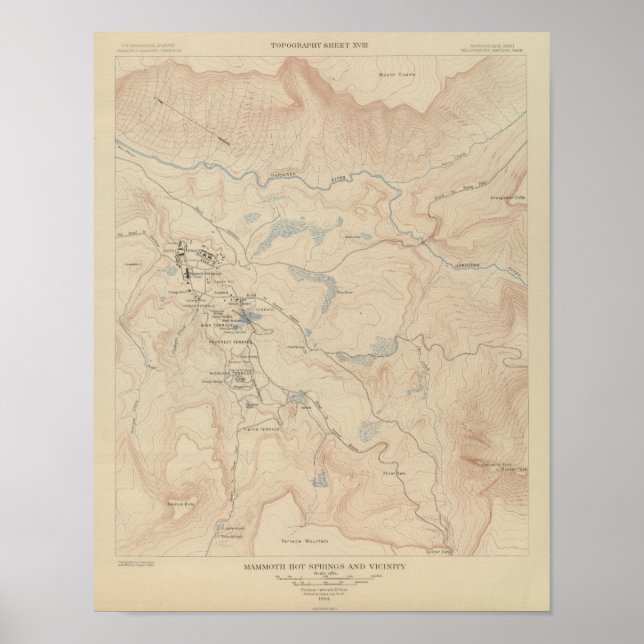 Mammoth Hot Springs and Vicinity Poster (Front)