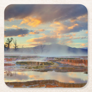 Mammoth Hot Springs Square Paper Coaster