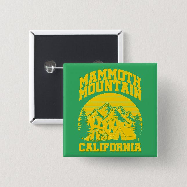 Mammoth Mountain,California 2 Inch Square Button (Front & Back)