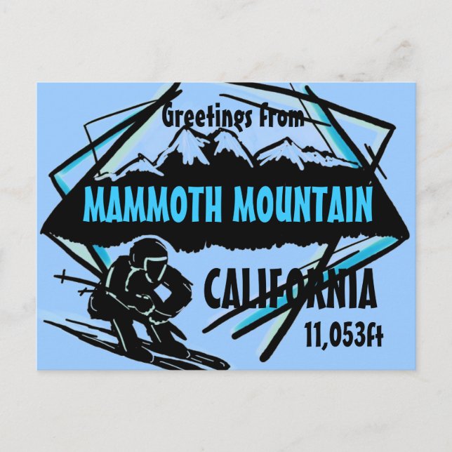 Mammoth Mountain California carte postale bleue (Devant)