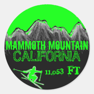 Mammoth Mountain California green ski art stickers