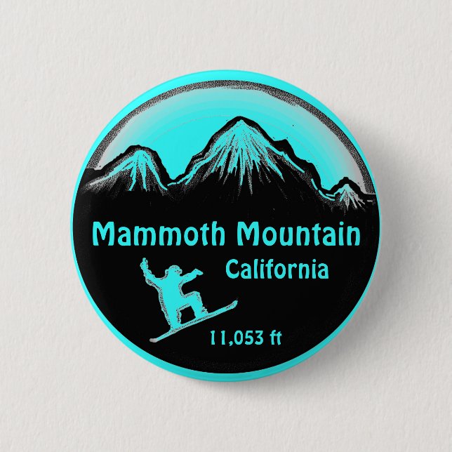 Mammoth Mountain California snowboard art button (Front)