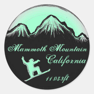 Mammoth Mountain California snowboard art stickers