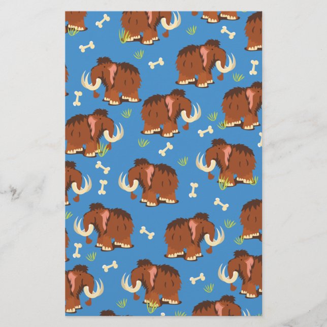 Mammoth Pattern cute cartoon. Stationery (Front)