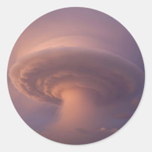 Mammoth Supercell Thunderstorm Mushroom Cloud  Classic Round Sticker