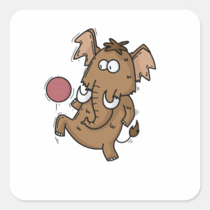 Mammut spielt Fußball Square Sticker