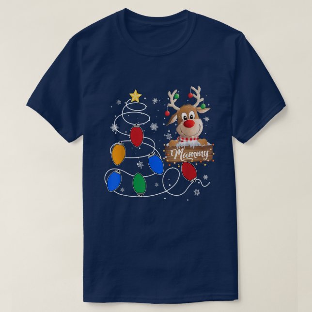 Mammy Reindeer Lights Christmas Tree  Cute Christm T-Shirt (Design Front)