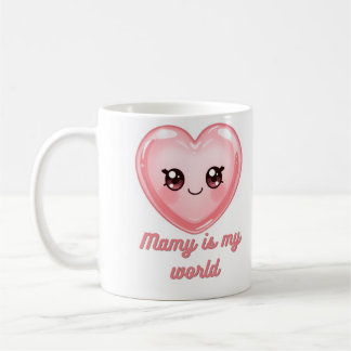 Mamy Est Mon Monde Mug - Joli Coeur Kawaii Rose Ca