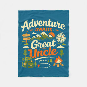 Man Adventure Awaits Great Uncle Hiking Fleece Blanket