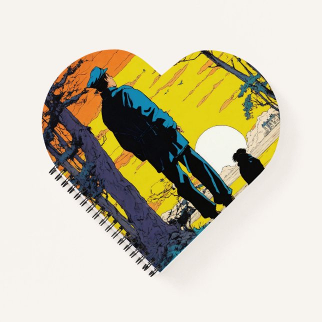 man alone heart shape spiral notebook (Front)
