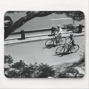Man and Boy Cycling Mouse Pad