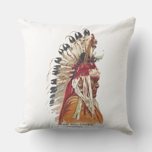 Man And Chief Vintage Throw Pillow (Front)