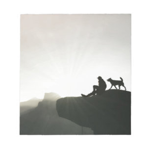 Man and Dog Bond on the Mountain Notepad