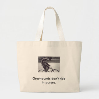 Man and grey on bicycle in England, Large Tote Bag
