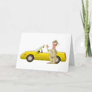 Man And His Yellow Car Thank You Card