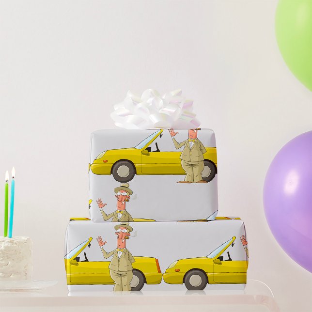 Man And His Yellow Car Wrapping Paper (Creator Uploaded)