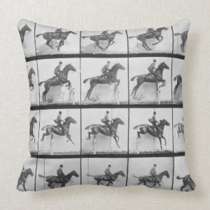 Man and horse jumping a fence, plate 640 from 'Ani Throw Pillow