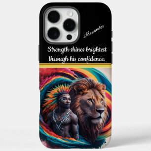 Man and lion's vibrant bond in nature iPhone 16 pro max case