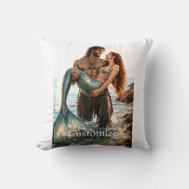 Man and Mermaid Thunder_Cove Throw Pillow (Front)