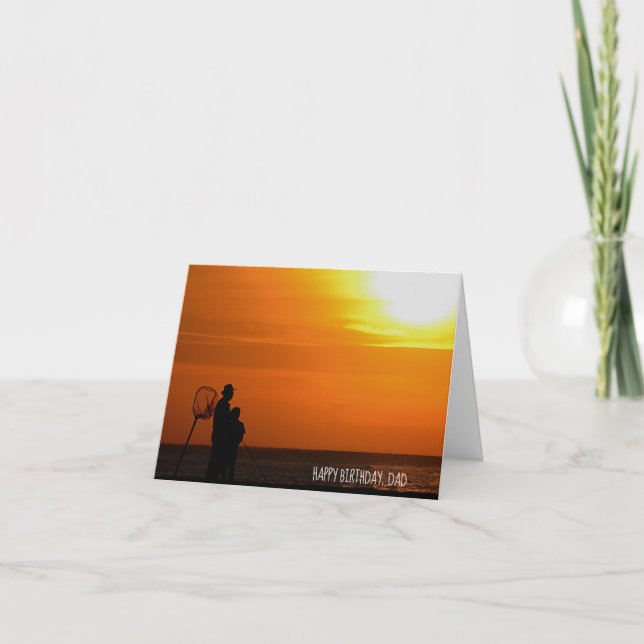 Man and son silhouette at sunset birthday card (Front)