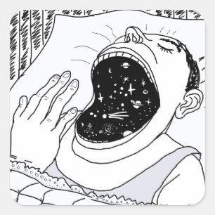 MAN AND THE COSMOS SQUARE STICKER