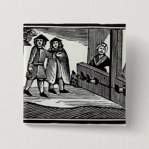 Man and Woman in the Stocks 2 Inch Square Button