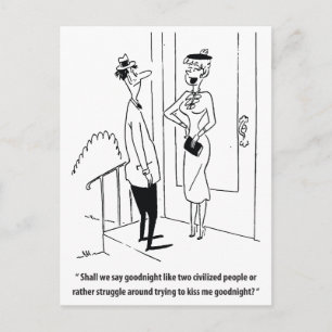 Man and Woman on a Date, Humour, Vintage Postcard