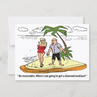 Man and Woman on Desert Island, Funny Vintage Postcard