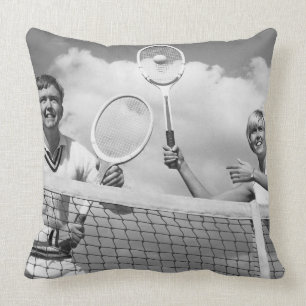 Man and Woman Playing Tennis Throw Pillow