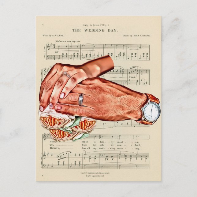 man and womans bride groom couples art postcard (Front)