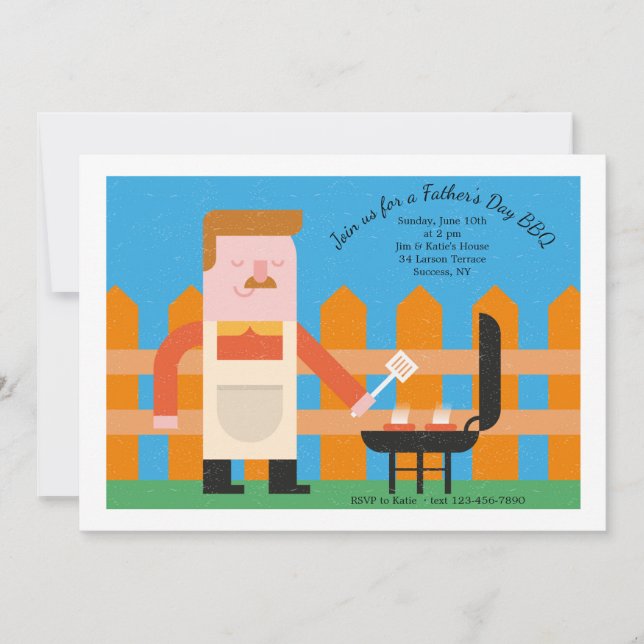 Man Barbecuing Invitation (Front)