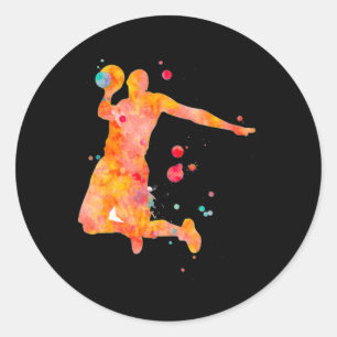 Man Basketball Player Watercolor Painting Classic Round Sticker