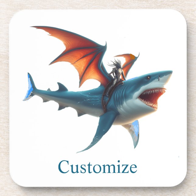 Man-Bat Riding Scary Shark Thunder_Cove Coaster (Front)
